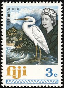 Stamp, Pacific Reef Heron (Egretta sacra), Fiji,  