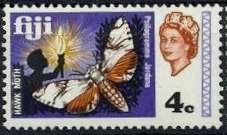 Stamp, Hawk Moth (Psilogramma jordana), Fiji,  , Butterflies