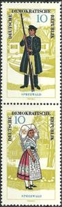 Se-tenant, Spreewald, Germany, Democratic Republic,  , Folklore, Suits and Costumes