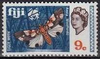 Stamp, Tiger Moth (Asota woodfordii), Fiji,  , Insects, Queens, Butterflies