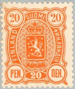 Stamp, Coat of Arms type m/89 ("three-numbered"), Finland,  , Лев, Coats of Arms