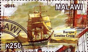 Stamp, Barque Louisa Craig, Cinderellas,  , Sailing Ships