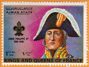 Stamp, Louis Philippe 1er (1830-1848), Ajman,  , Famous People, Heads of State, Kings, Men, Royalty