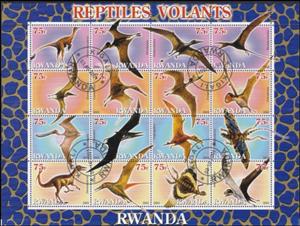 Mini Sheet, Reptiles Volants, Cinderellas,  , Animals (Fauna), Dinosaurs, Prehistorical Animals, Reptiles