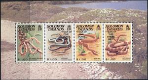 Souvenir Sheet, Year of the Snake, Solomon Islands,  , Animals (Fauna), Chinese New Year, Reptiles, Snakes