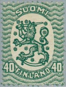 Stamp, Definitive series I: Lion type m/17 without watermark, Finland,  , Heraldic Animals, Coats of Arms