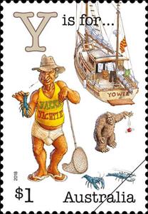 Stamp, Y is for..., Australia,  , Animals (Fauna), Sailing Ships, Sea Life