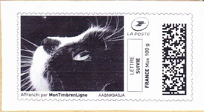 Stamp, Cat black and withe, Personalized and Private Mail Stamps,  