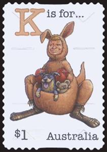 Stamp, K is for, Australia,  , Education, Letters (Alphabet)