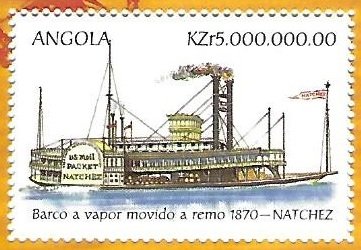 Stamp, Rowboat Steamed 1870 - Natchez, Angola,  , Ships