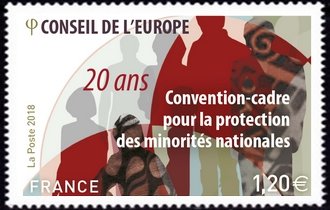 Stamp, 20th Anniversary of the Treaty on National Minorities, France,  , Anniversaries and Jubilees, Human Rights