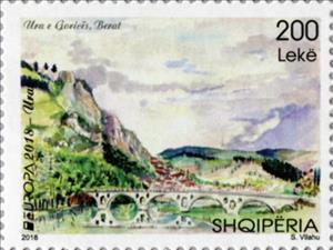 Stamp, Europa 2018 - Bridges, Albania,  , Architecture, Bridges, C.E.P.T. / Europe, Landscapes