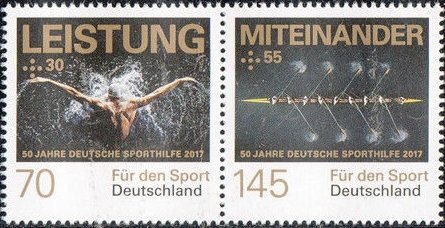 Se-tenant, 50 years German Sports Aid, Germany, Federal Republic,  