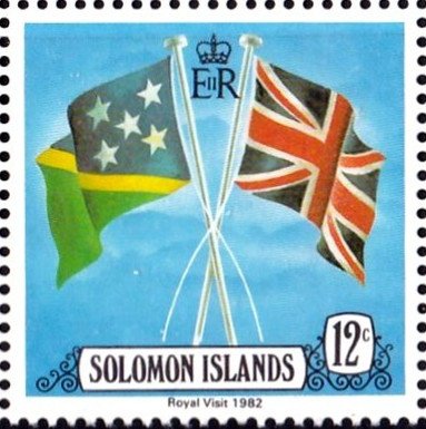 Flags of the Solomom Islands and of Great Britain