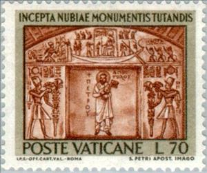 Stamp, Protection Nubical Monuments, Vatican City,  , Monuments, Paintings, Saints