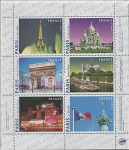 Mini Sheet, Paris, Cinderellas,  , Buildings, Flags, Rivers, Townscapes / City Views