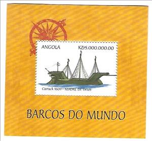 Souvenir Sheet, Carrack 1609 - Mother of God, Angola,  , Ships