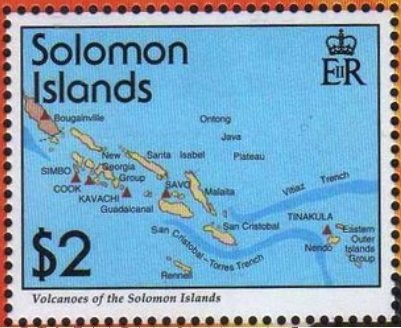 Map of Solomon Islands volcanoes