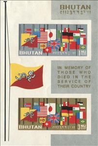 Souvenir Sheet, Pres. Kennedy Commemoration., Bhutan,  , Flags
