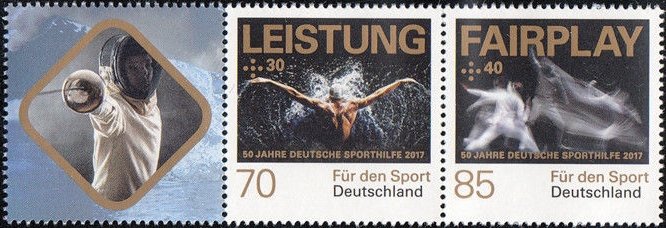 Se-tenant, 50 years German Sports Aid, Germany, Federal Republic,  