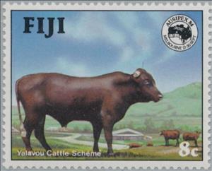 Stamp, Yalavou Cattle (Bos primigenius taurus), Fiji,  , Animals (Fauna)
