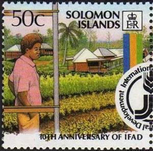 Stamp, Student, farm and emblem, Solomon Islands,  , Agriculture, Education, Flags, Seals (Emblems)