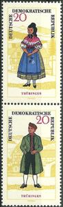 Se-tenant, Thüringen, Germany, Democratic Republic,  , Folklore, Suits and Costumes