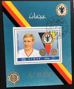 Souvenir Sheet, Karl Heinz Schnellinger (*1939), Defender, Ajman,  , Football (Soccer), Sports