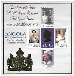 Mini Sheet, 100 Years of The Queen Mother, Angola,  , Queens