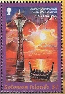 Munda lighthouse, war canoe