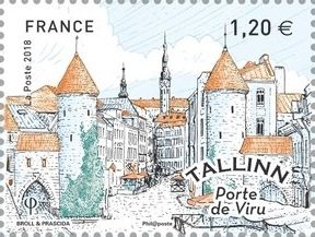 Stamp, Viru Gate, France,  , Architecture, Townscapes / City Views