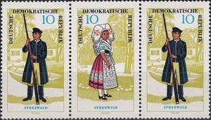 Se-tenant, Spreewald, Germany, Democratic Republic,  , Folklore, Suits and Costumes