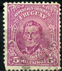Stamp, José Gervasio Artigas (1764-1850), Uruguay,  , Famous People, Heroes, Independency Activists, Men, Military Officers, Государственный деятель