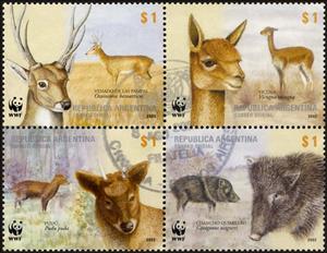 Se-tenant, Argentine Fauna, Argentina,  , Animals (Fauna), Camels, Deer, Mammals, WWF