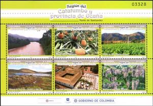 Mini Sheet, Views of the Catatumbo Region, Colombia,  , Fruits, Landscapes, Rivers, Townscapes / City Views