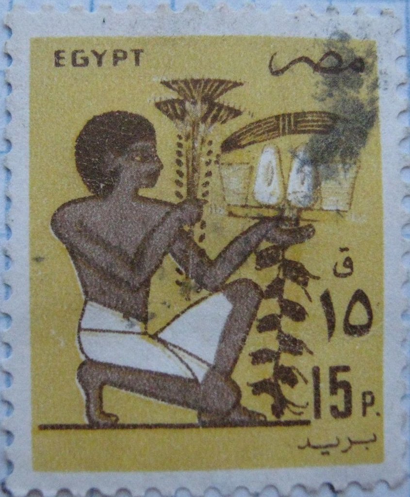 Slave bearing votive fruit offering, mural