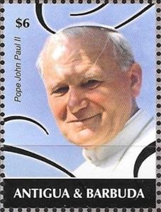 Stamp, Pope John Paul II, Antigua and Barbuda,  , Popes, Religion