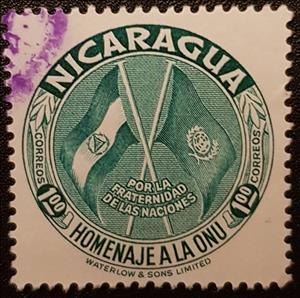 Stamp, Flags, Nicaragua,  , Flags, U.N.O.