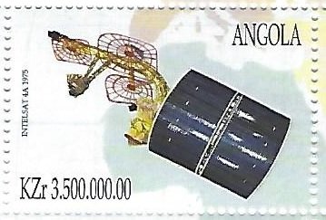 Stamp, Intelsat 4A, Angola,  , Maps, Satellites