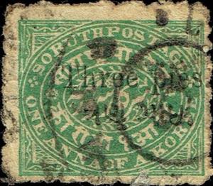 Stamp, Ornamental in oval, India, Princely States,  