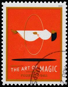 Stamp, Art of Magic:Levitating Woman and Hoop, United States of America,  , Magic, Magicians