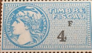Stamp, Timbre fiscal, France,  , Gods and goddesses, Mythology