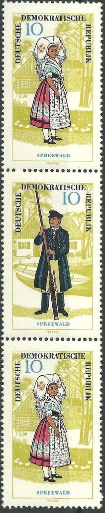 Se-tenant, Spreewald, Germany, Democratic Republic,  , Folklore, Suits and Costumes