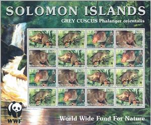 Mini Sheet, Grey Cuscus (Phalanger orientalis), Solomon Islands,  , Animals (Fauna), WWF