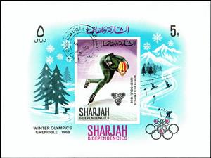 Souvenir Sheet, Speed Skating S/S, Sharjah,  , Olympic Games, Speed Skating, Sports, Winter Sports