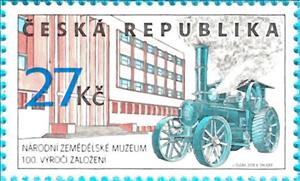 Stamp, 100 years of the National Museum of Agriculture, Czech Republic,  , Agricultural Machinery, Agriculture, Anniversaries and Jubilees, Museums, Vehicles