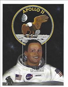 Souvenir Sheet, Apollo 11 Mission, Angola,  , Astronauts, Space Traveling