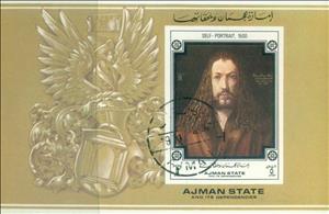 Souvenir Sheet, Self-Portrait in a Fur-Collared Robe, Ajman,  , Famous People