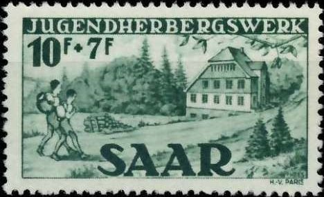 Stamp, Youth hostel Weißkirchen, Germany, Saarland,  , Heroes, Trees, Youth Hostels