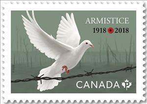 Stamp, Centenary of the End of World War I, Canada,  , First World War, Peace Doves
